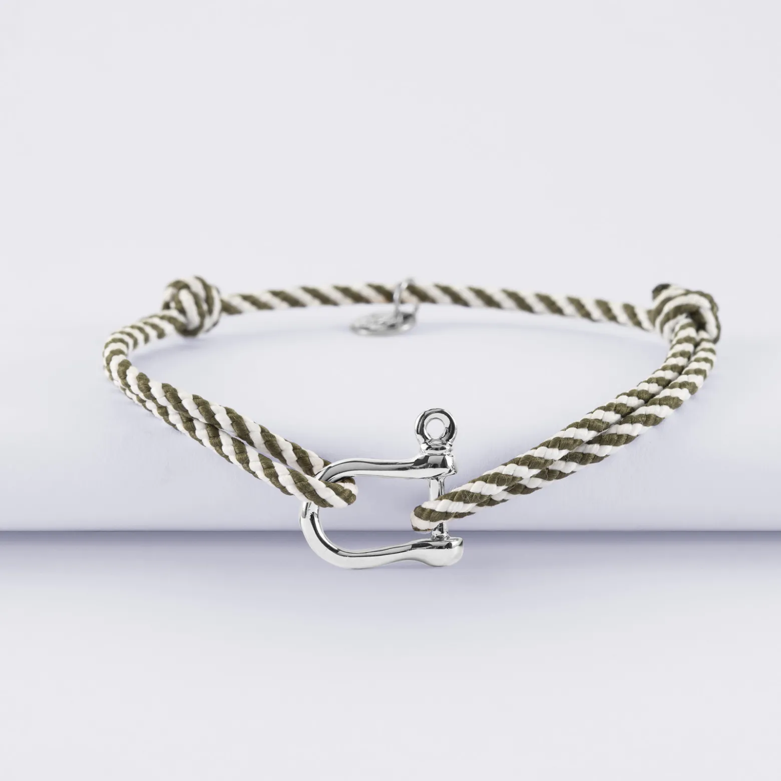 Bracelet homme cordon marin tressé manille argent 15 mm