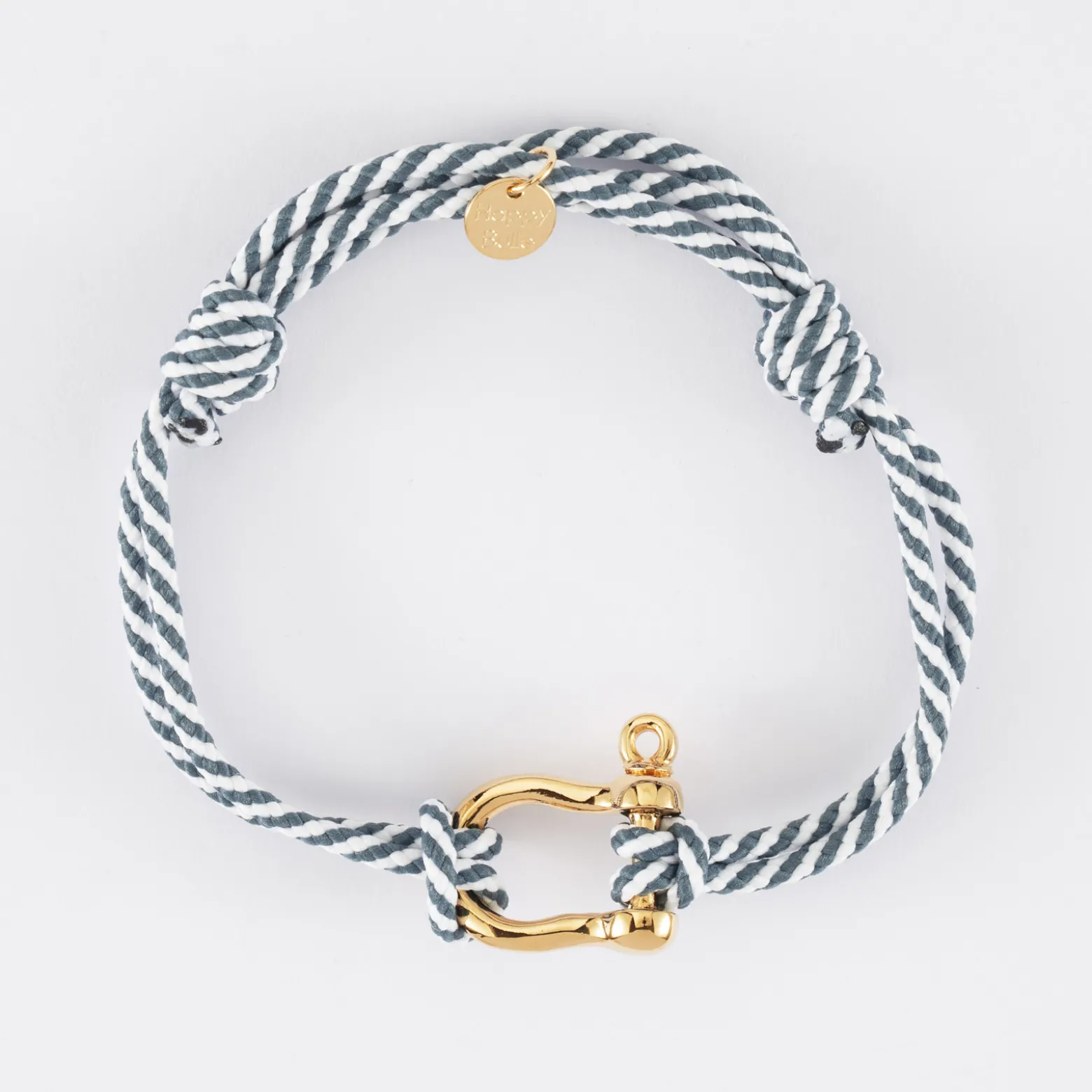 Bracelet homme cordon marin double tressé manille plaqué or 20 mm