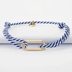 Bracelet homme cordon marin tressé maillon plaqué or 25x12 mm
