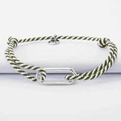 Bracelet homme cordon marin tressé maillon argent 25x12 mm