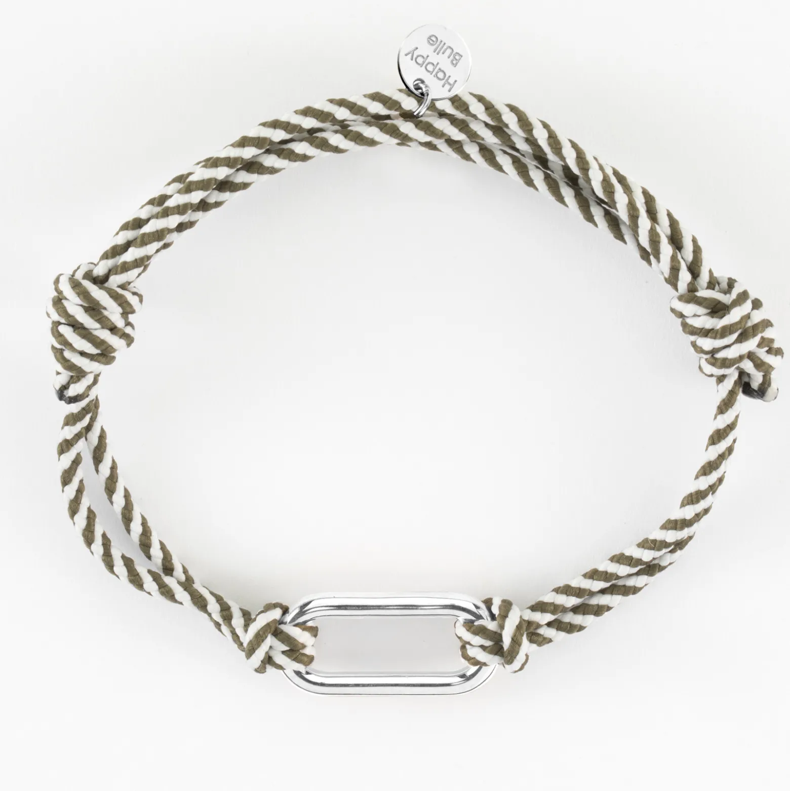 Bracelet homme cordon marin double tressé maillon argent 25x12 mm