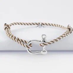 Bracelet homme cordon marin tressé manille argent 20 mm