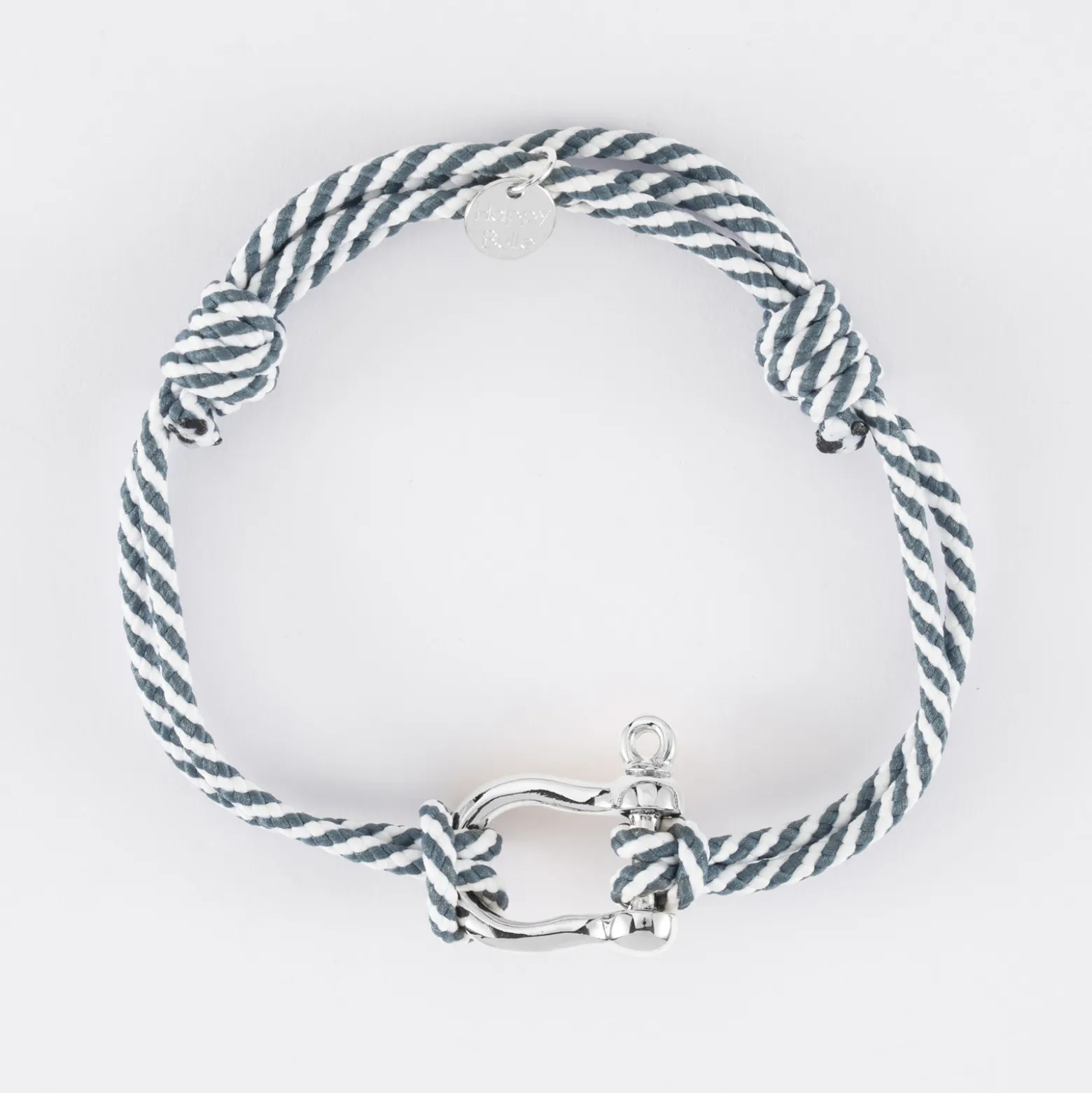 Bracelet homme cordon marin double tressé manille argent 20 mm