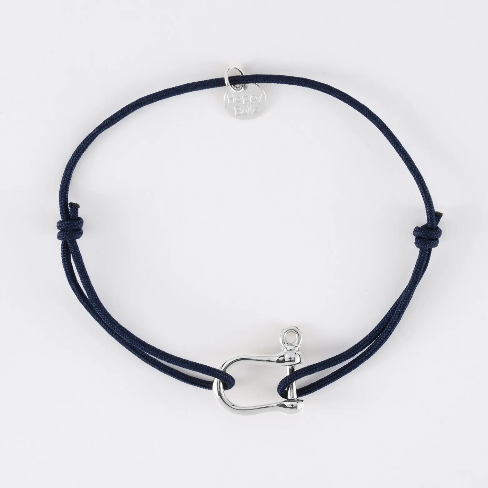 Bracelet homme cordon simple manille argent 15 mm