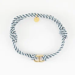Bracelet homme cordon tressé double maille marine plaqué or 15,4x9 mm