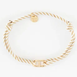 Bracelet homme cordon tressé simple maille marine plaqué or 15,4x9 mm