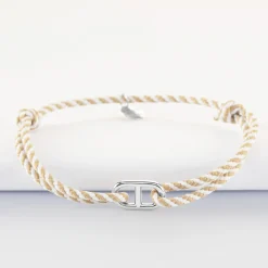 Bracelet homme cordon tressé simple maille marine argent 15,4x9 mm