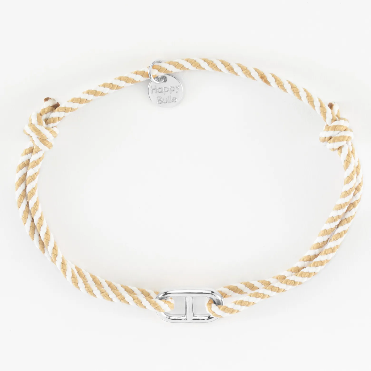 Bracelet homme cordon tressé simple maille marine argent 15,4x9 mm