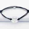 Bracelet homme Famille des mariés personnalisé cordon doublé médaille gravée argent 2 trous 20 mm