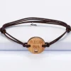 Bracelet homme médaille gravée bois ronde 21 mm - Edition spéciale "Meilleur papa"