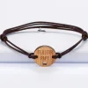 Bracelet homme médaille gravée bois ronde 21 mm - Edition spéciale "Meilleur papy"