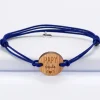Bracelet homme médaille gravée bois ronde 21 mm - Edition spéciale "Papy Poule"