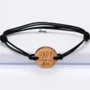 Bracelet homme médaille gravée bois ronde 21 mm - Edition spéciale "Papy Chéri"