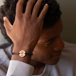 Bracelet homme médaille gravée bois ronde 21 mm - Edition spéciale