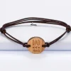 Bracelet homme médaille gravée bois ronde 21 mm - Edition spéciale "Dad of two"