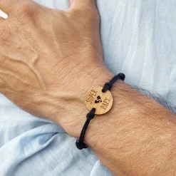 Bracelet homme médaille gravée bois ronde 21 mm - Edition spéciale
