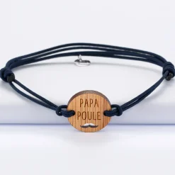 Bracelet homme médaille gravée bois ronde 21 mm - Edition spéciale