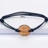Bracelet homme médaille gravée bois ronde 21 mm - Edition spéciale "Papy poule ajouré"