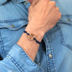 Bracelet homme médaille gravée bois ronde 21 mm - Edition spéciale