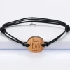Bracelet homme médaille gravée bois ronde 21 mm - Edition spéciale "Best Dad ever"