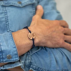 Bracelet homme médaille gravée bois ronde 21 mm - Edition spéciale 