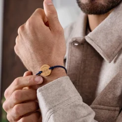 Bracelet homme personnalisé cordon double médaille gravée bois ronde 2 trous 21 mm - HappyBulle x Barbapapa