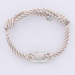 Bracelet homme personnalisé cordon marin double tressé collection Chapitre mousqueton 11x19 mm argent - à composer