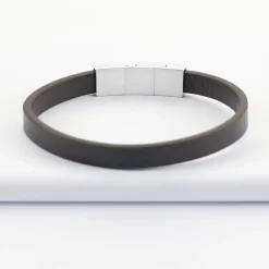 Bracelet homme personnalisé cuir fermoir gravé acier 11x11 mm