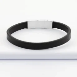 Bracelet homme personnalisé cuir fermoir gravé acier 11x11 mm
