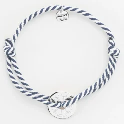 Bracelet homme personnalisé cordon marin tressé médaille gravée argent cible 16 mm