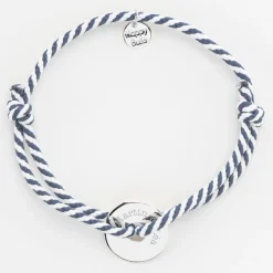 Bracelet homme personnalisé cordon marin tressé médaille gravée argent cible 16 mm