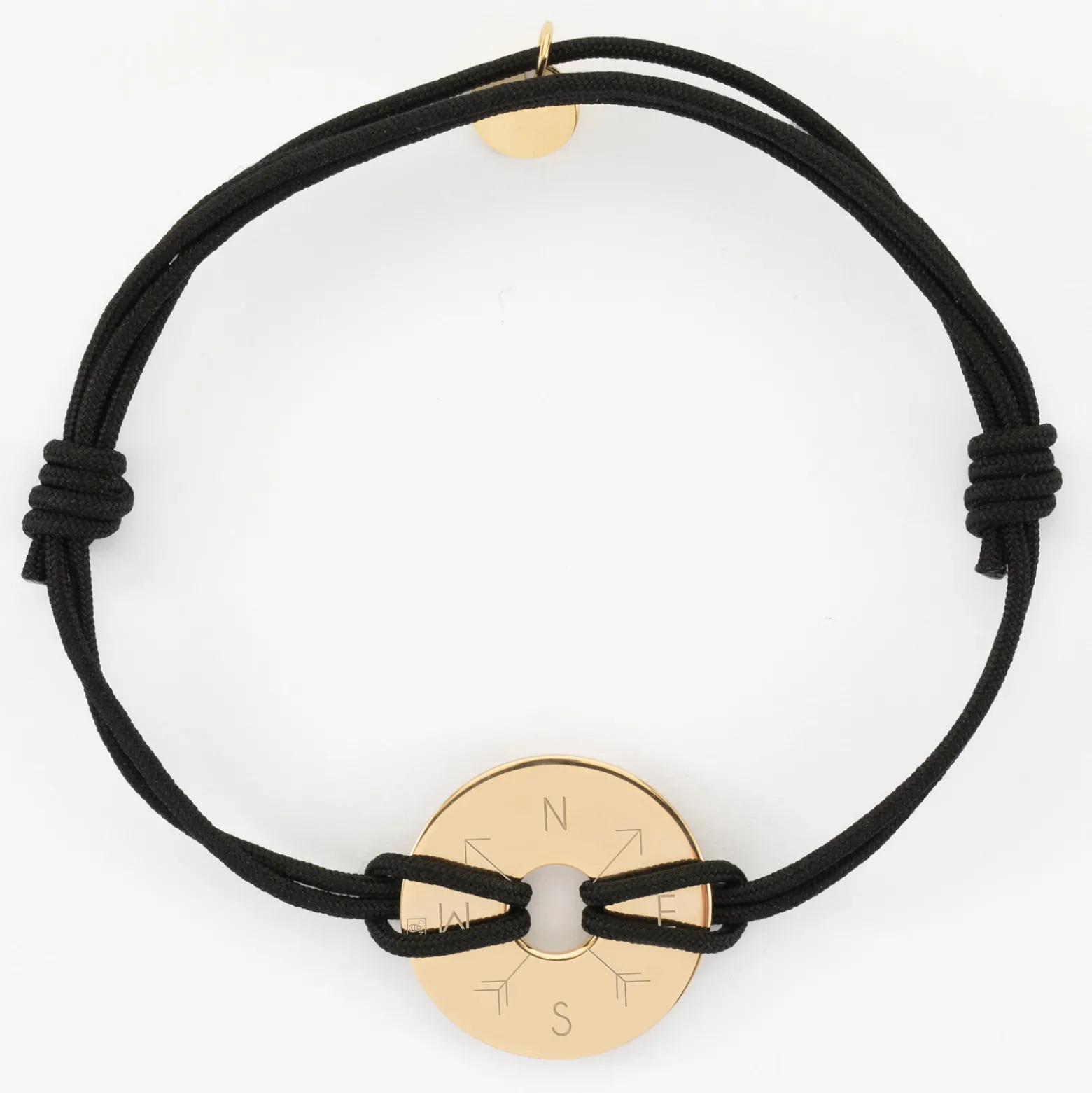 Bracelet homme personnalisé cordon double médaille gravée plaqué or cible soleil 20 mm