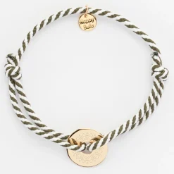 Bracelet homme personnalisé cordon marin tressé médaille gravée plaqué or cible 16 mm