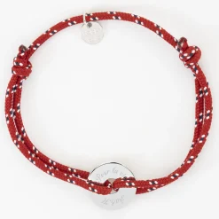 Bracelet homme personnalisé cordage marin simple médaille gravée argent cible 16 mm