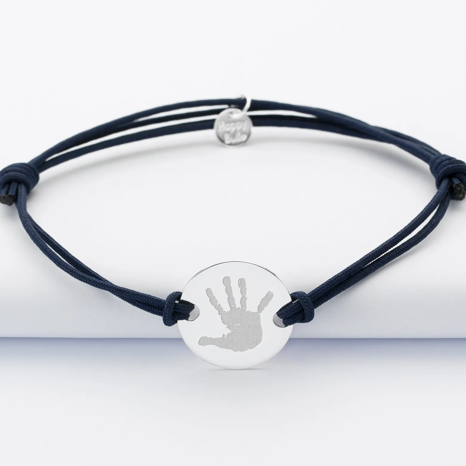 Bracelet homme personnalisé cordon doublé médaille gravée argent 2 trous 20 mm
