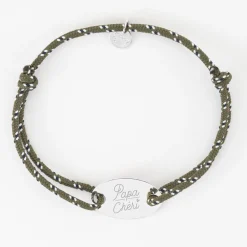 Bracelet homme personnalisé cordage marin simple médaille gravée argent ovale 25x16 mm