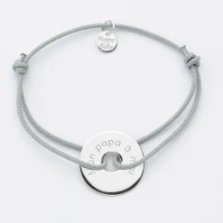 Bracelet homme personnalisé cordon simple médaille gravée argent cible 20 mm