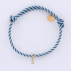 Bracelet homme personnalisé cordon marin tressé collection Chapitre plaqué or - à composer