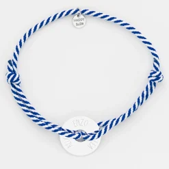 Bracelet homme personnalisé cordon tressé marin médaille gravée argent cible 20 mm