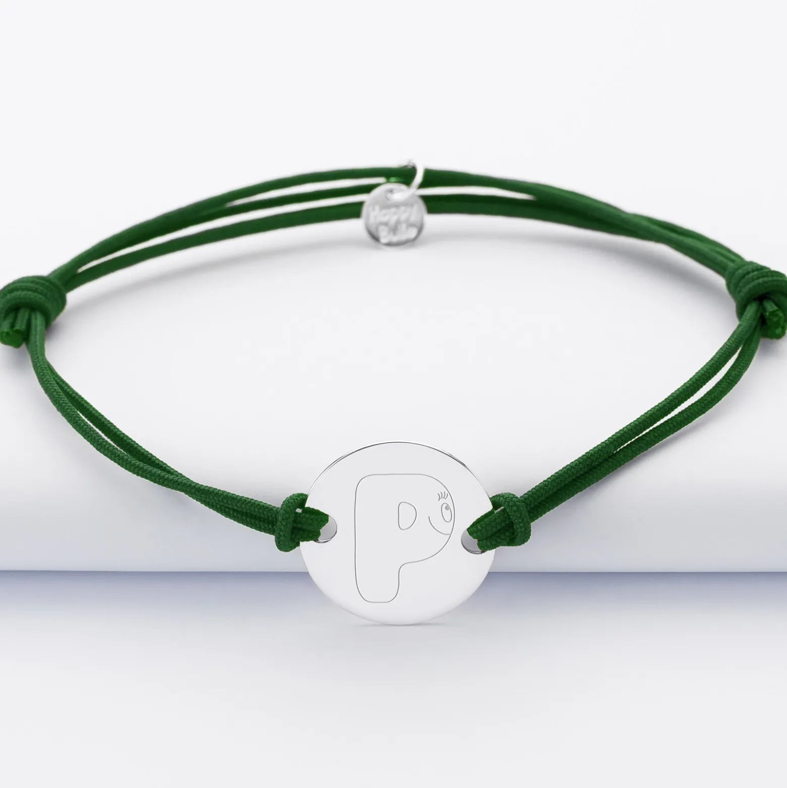 Bracelet homme personnalisé cordon doublé médaille gravée argent 2 trous 20 mm - HappyBulle x Barbapapa