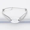 Bracelet homme personnalisé cordon simple médaille gravée argent ovale 2 trous 25x16 mm