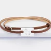 Bracelet homme personnalisé cuir médaille gravée argent rectangle 2 trous 23x16 mm
