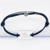 Bracelet homme personnalisé cordon doublé médaille gravée argent rectangle 23x16 mm - Nos petits imparfaits