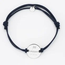 Bracelet homme personnalisé cordon doublé médaille gravée argent 2 trous 20 mm - Edition spéciale