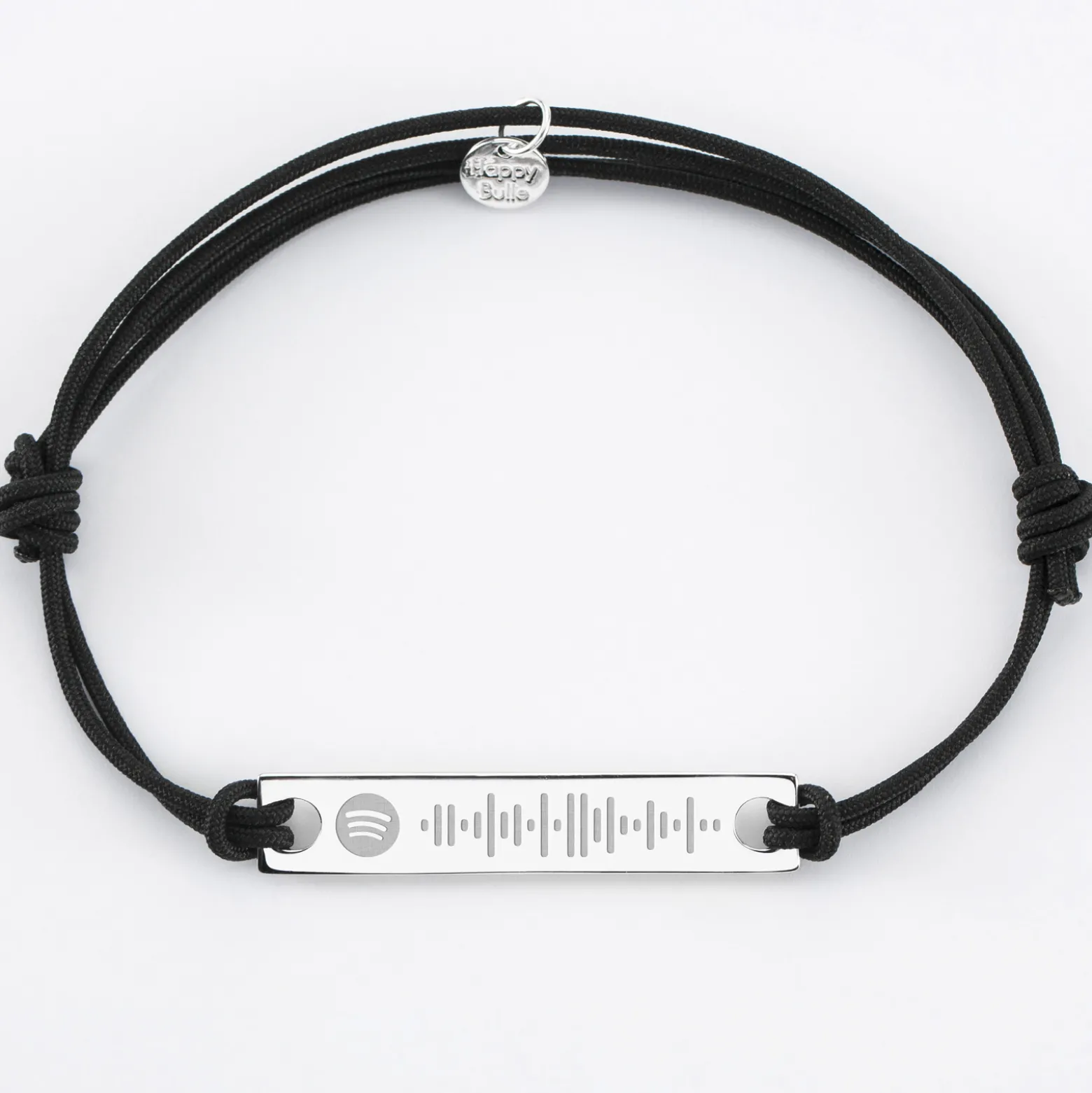 Bracelet homme personnalisé Spotify cordon doublé médaille gravée argent plaque 42x8 mm