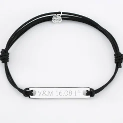Bracelet homme personnalisé Spotify cordon doublé médaille gravée argent plaque 42x8 mm