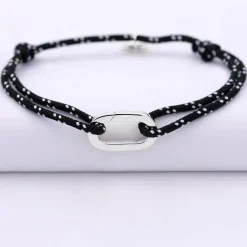 Bracelet homme personnalisé cordage marin collection Chapitre mousqueton 11x19 mm argent - à composer