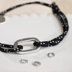 Bracelet homme personnalisé cordage marin collection Chapitre mousqueton 11x19 mm argent - à composer