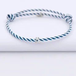 Bracelet homme personnalisé cordon marin tressé collection Chapitre argent - à composer