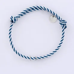 Bracelet homme personnalisé cordon marin tressé collection Chapitre argent - à composer